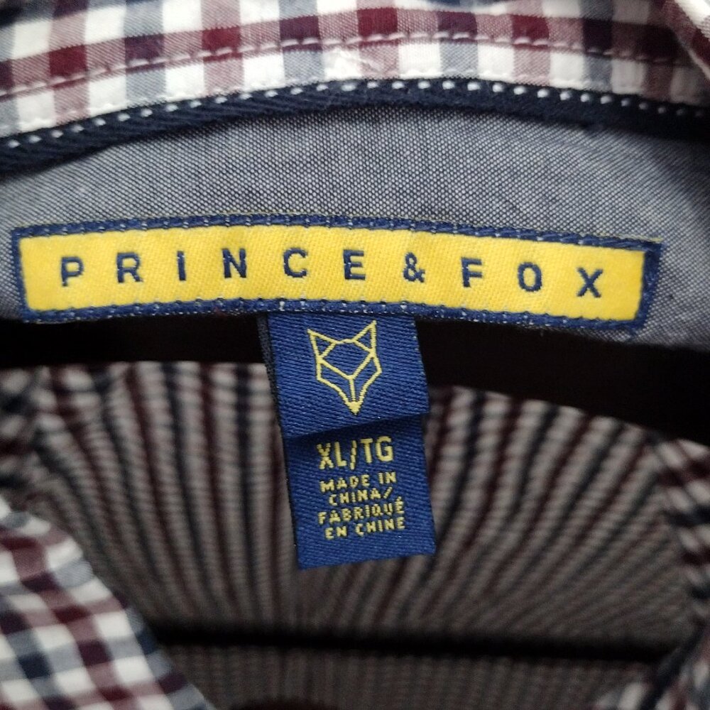 PRINCE & FOX Men’s Button Down Shirt XL Checkered Long Sleeve Casual Classic Fit - Picture 5 of 9